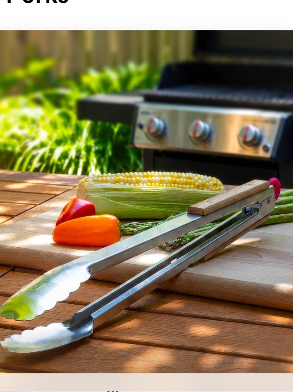 Stainless Steel Grilling Tongs with Wooden Handle Barbecue Kitchen TMobile